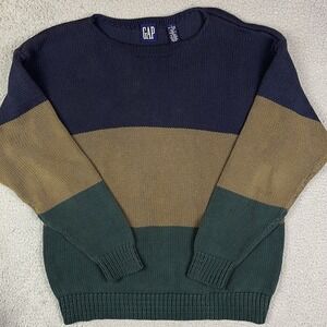 Vintage 90s GAP Sweater Mens S Multicolor Preowned Colorblock Pullover Jumper